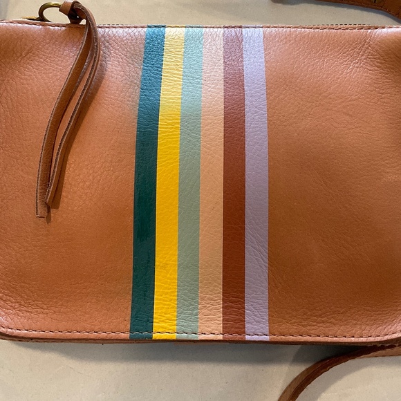 MADEWELL The Simple Crossbody Multi Striped Tan Leather Bag - Picture 2 of 11